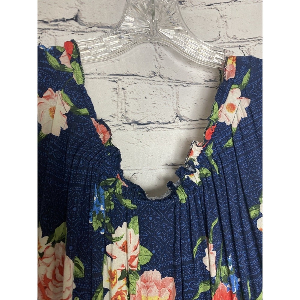 Torrid Womens 1 Sleeveless Sundress Blue‎ Floral Tie Neckline Elastic Waist - Picture 8 of 10